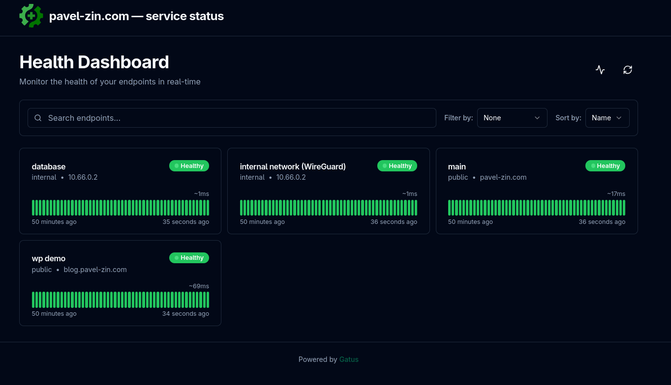 Public status page